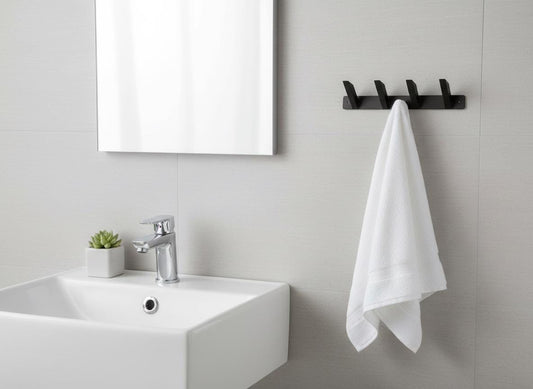 Modern Industrial Straight Steel Wall Hook Rack – Powder-Coated Black, Heavy-Duty Home Organizer