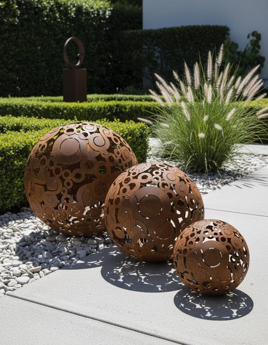Metal Decorative Sphere, Openwork Infinity, Rustic Garden Loft Ornament
