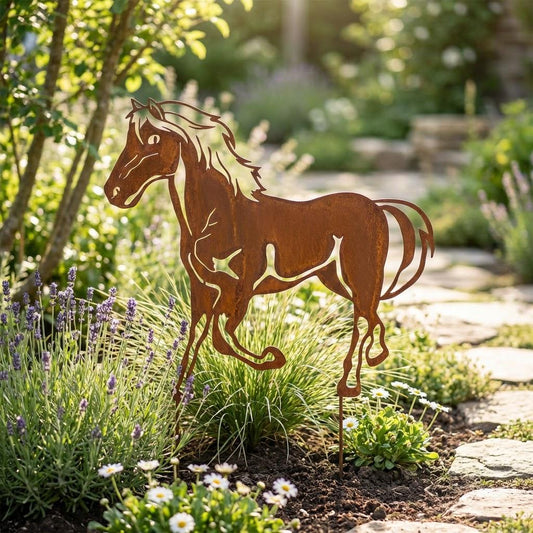 Various Corten Steel Horse Sculptures - Rustic Garden Art
