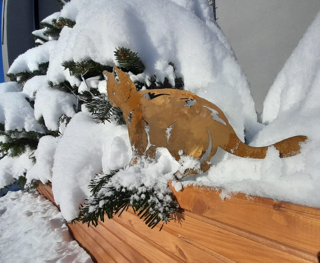Rustic Steel Cat Garden Art – Handmade Metal Silhouette