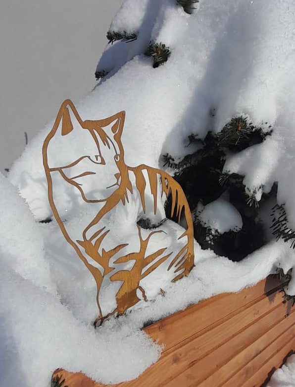 Rustic Steel Cat Garden Art – Handmade Metal Silhouette