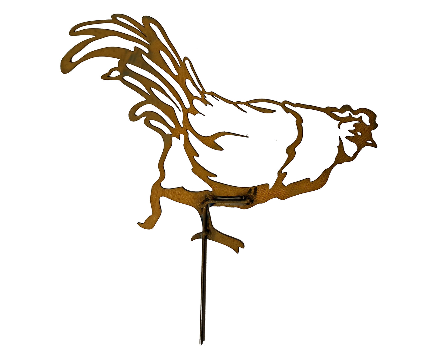 Rustic Metal Chicken Garden Stake - Handmade Rusted Decor