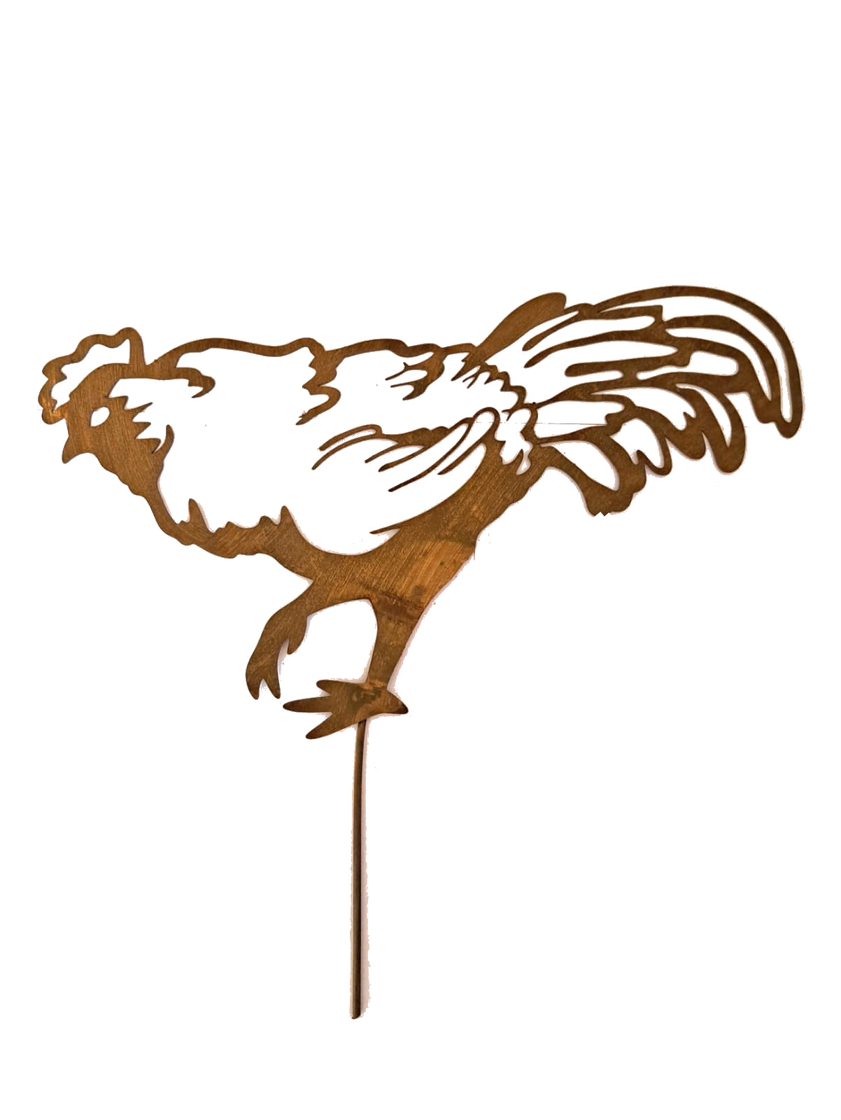 Rustic Metal Chicken Garden Stake - Handmade Rusted Decor