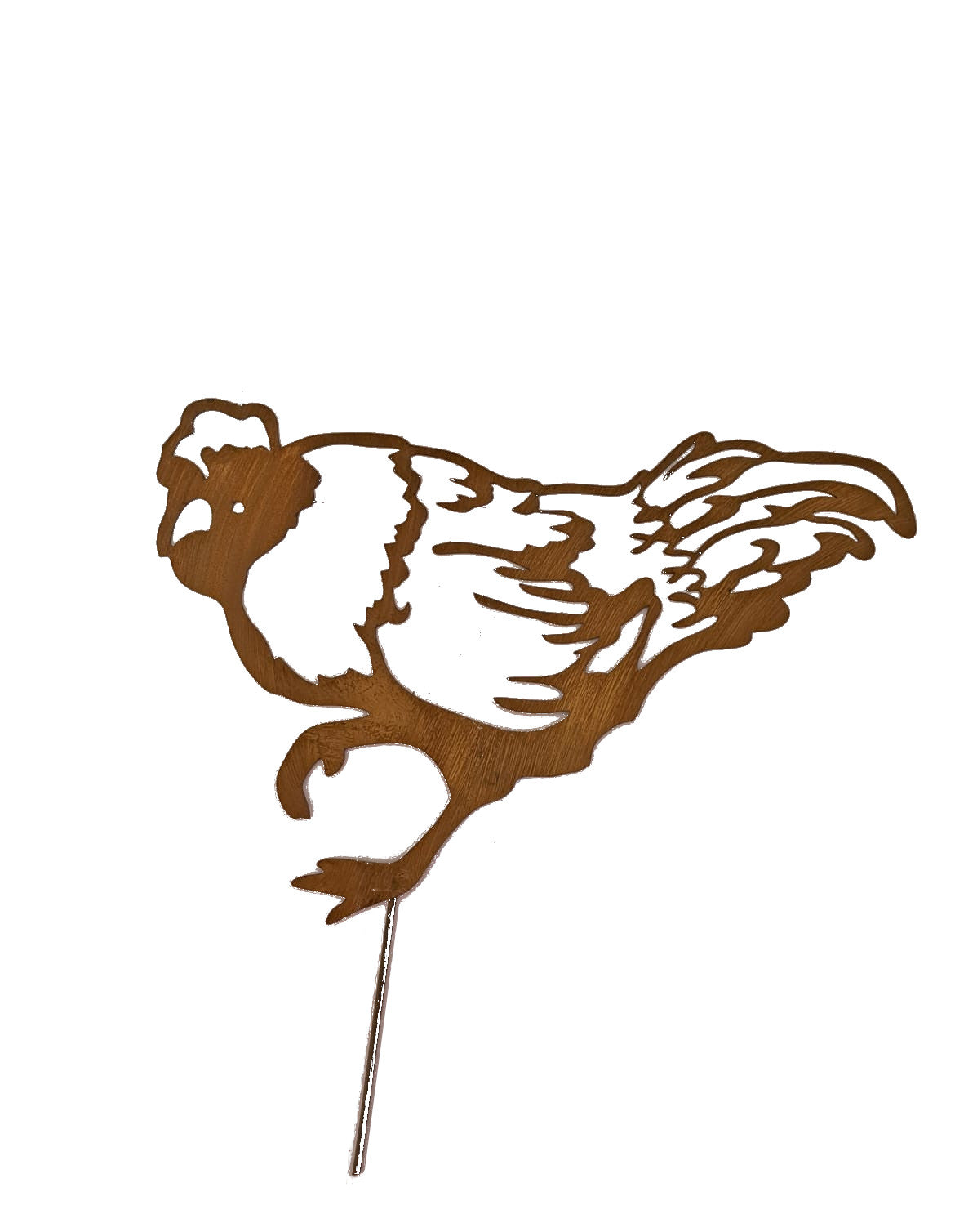 Rustic Metal Chicken Garden Stake - Handmade Rusted Decor