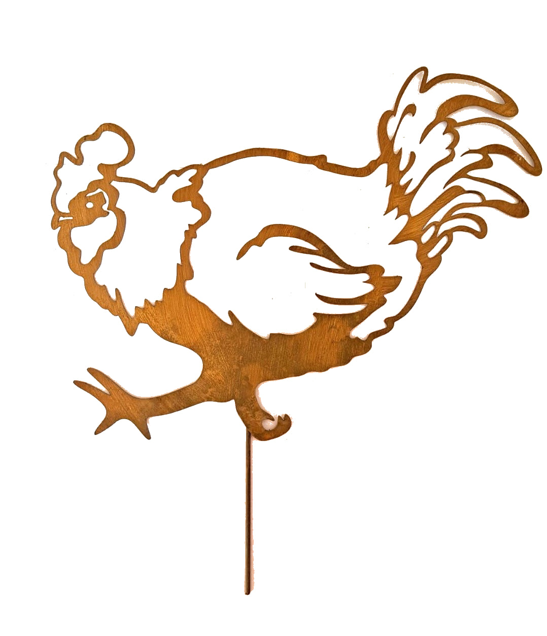 Rustic Metal Chicken Garden Stake - Handmade Rusted Decor