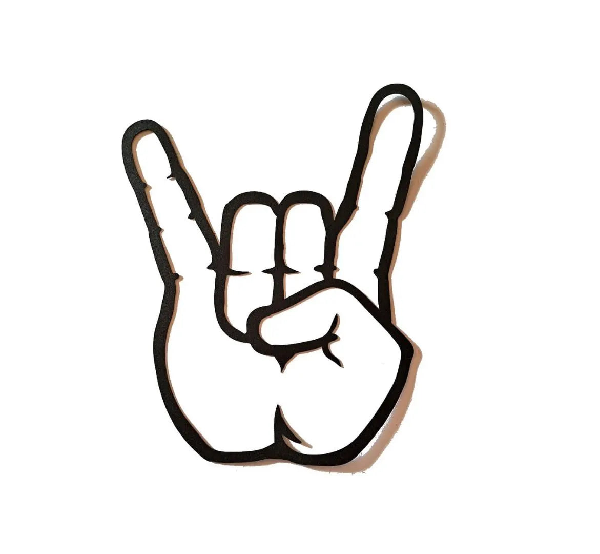 Rock Hand Metal Wall Art – Laser Cut "Hell Yea" Sign