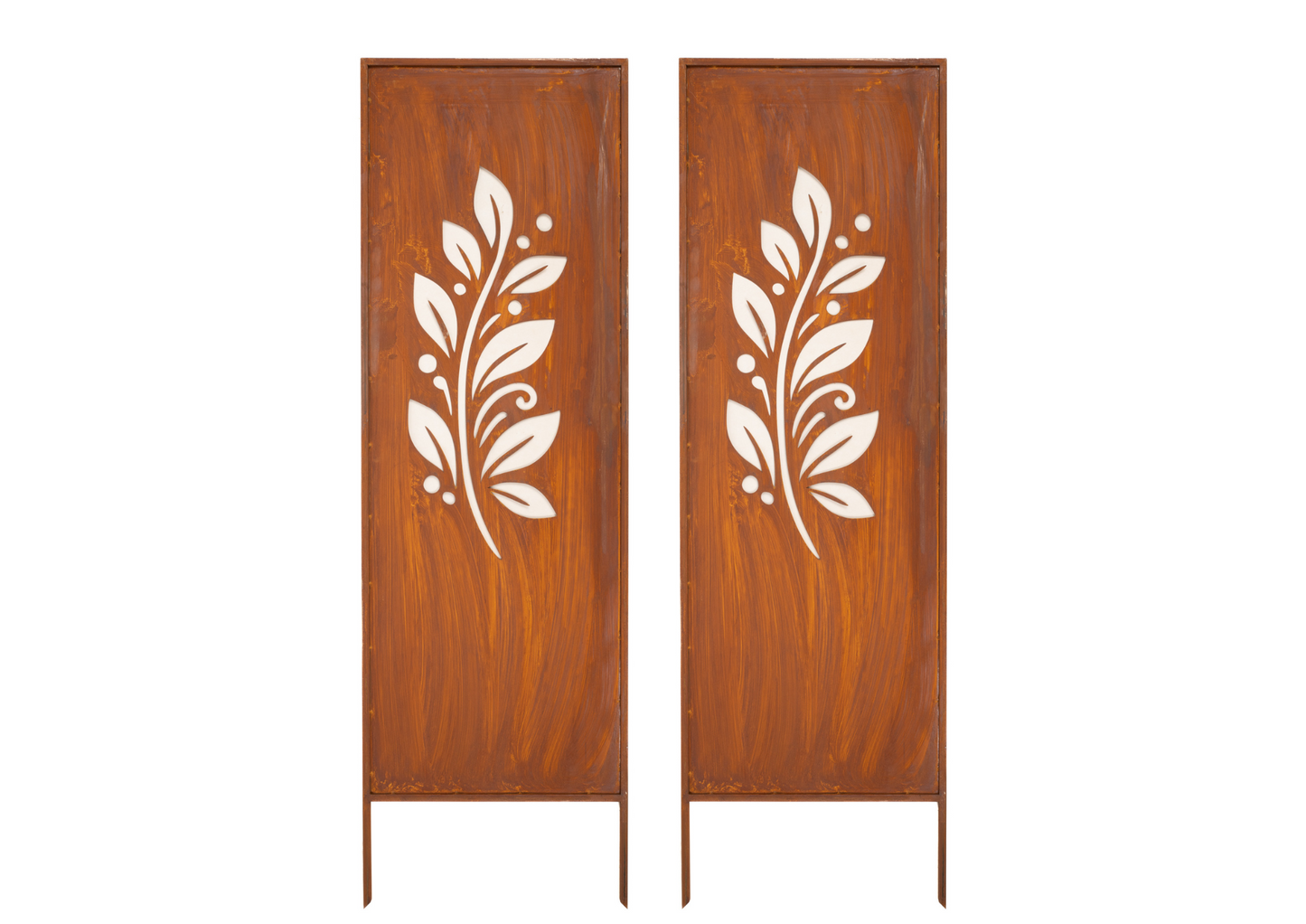 Steel Leafs Garden Screen – Laser Cut Metal Privacy Panel, Corten Style