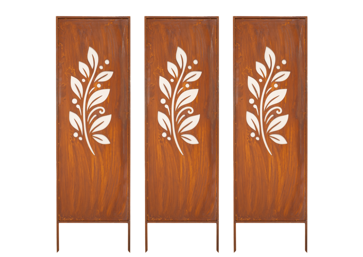Steel Leafs Garden Screen – Laser Cut Metal Privacy Panel, Corten Style