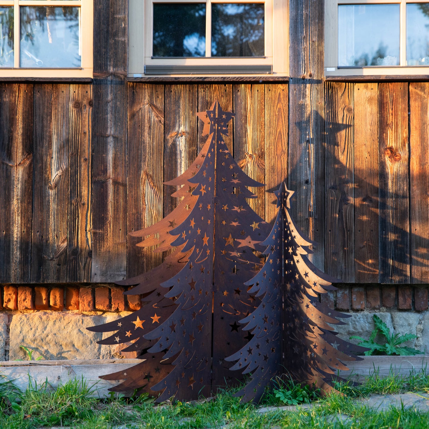3D Natural Rust Steel Christmas Tree – Foldable Metal Holiday Decor