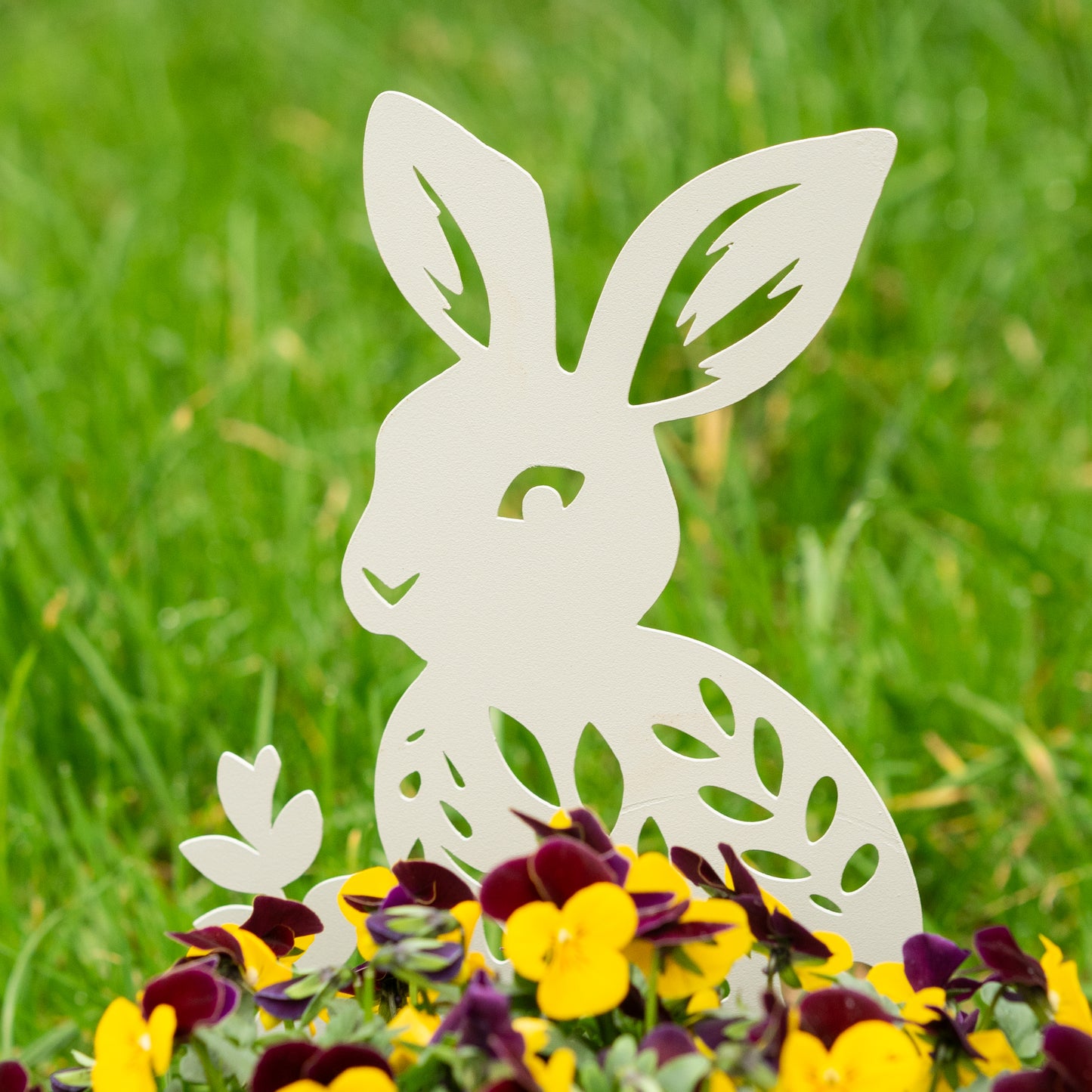 Handmade Metal Rabbit Garden Stake, Natural Rust Finish, Yard Art