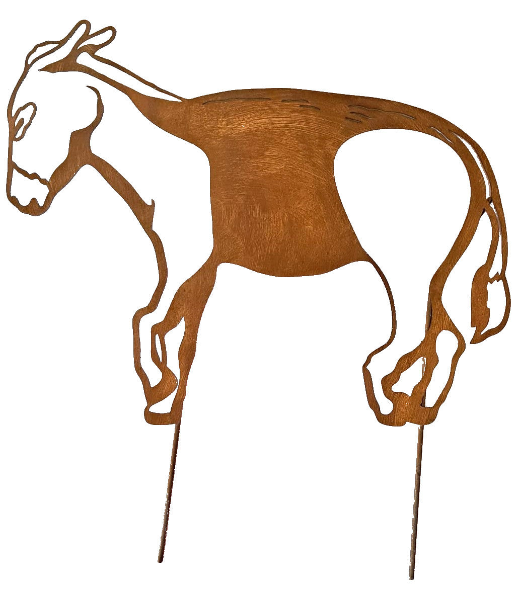 Rustic Metal Donkey Garden Stake – Weathered Steel Farmhouse Decor