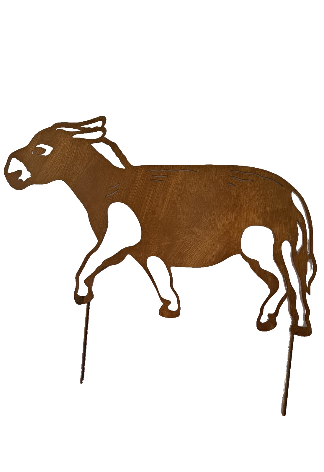 Rustic Metal Donkey Garden Stake – Weathered Steel Farmhouse Decor