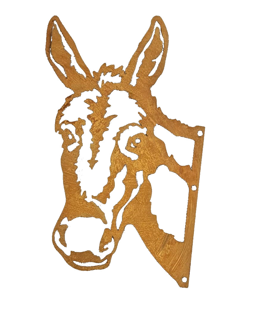 Rustic Metal Donkey Garden Stake – Weathered Steel Farmhouse Decor