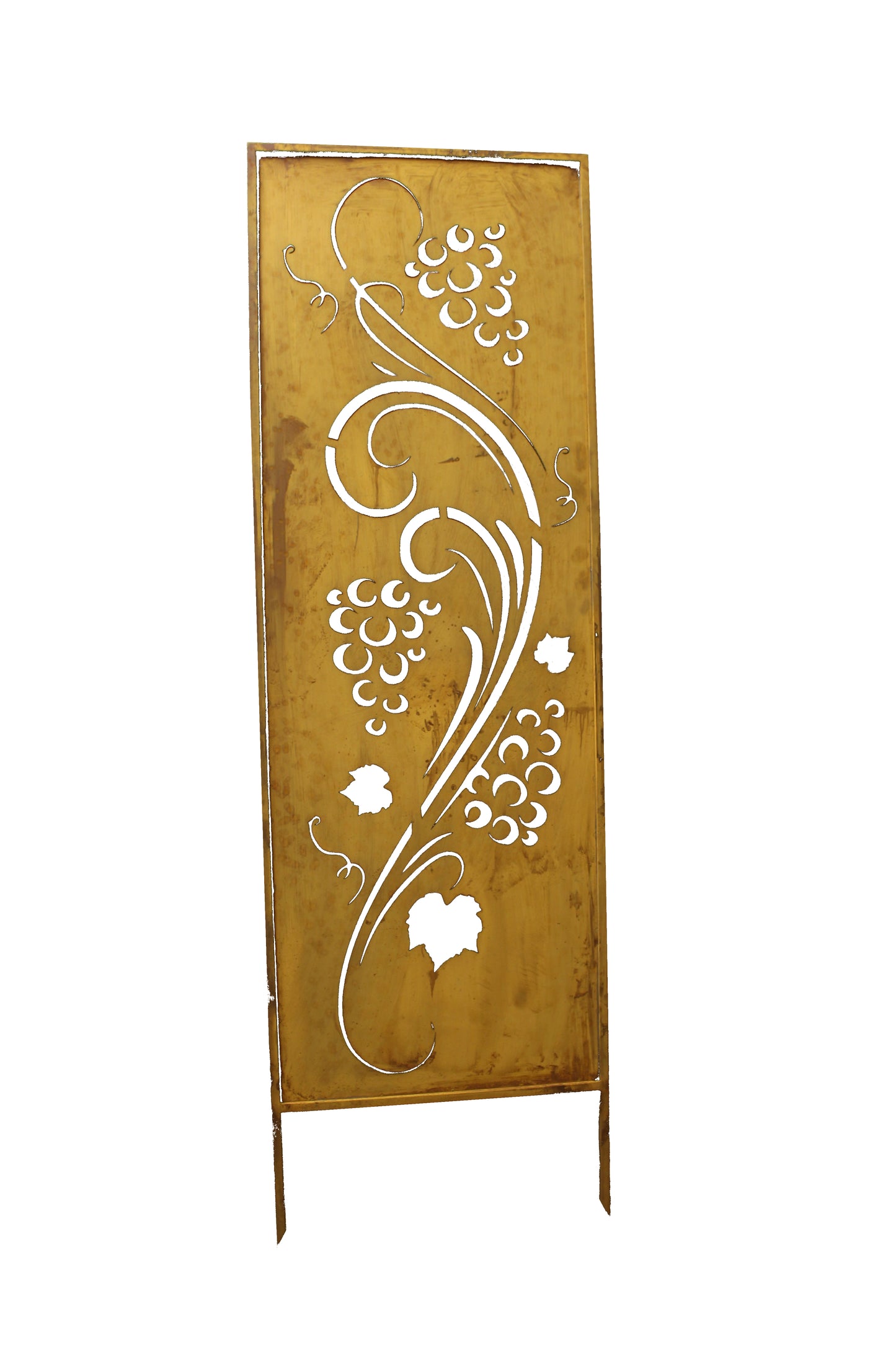 Rustic Metal Garden Screen – Corten Effect Steel Privacy Panel with Vine Cutouts