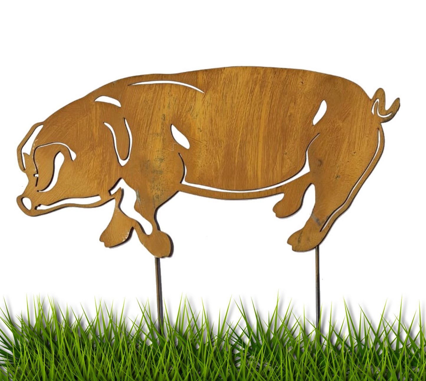 Rustic Metal Pig Garden Stake – Weathered Farmhouse Lawn Art