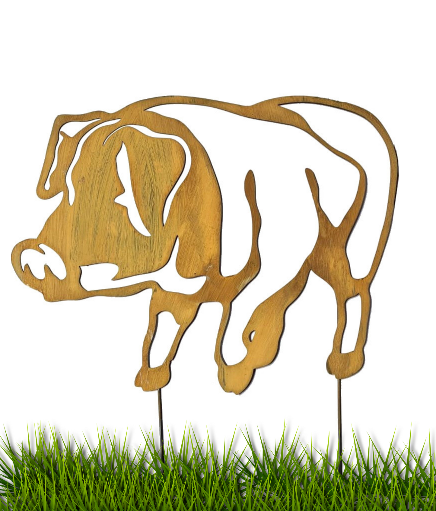 Rustic Metal Pig Garden Stake – Weathered Farmhouse Lawn Art