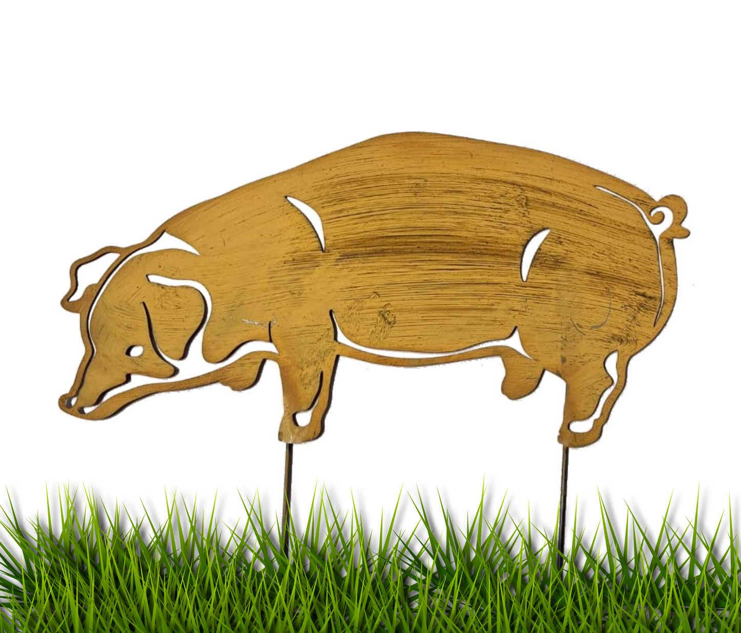 Rustic Metal Pig Garden Stake – Weathered Farmhouse Lawn Art