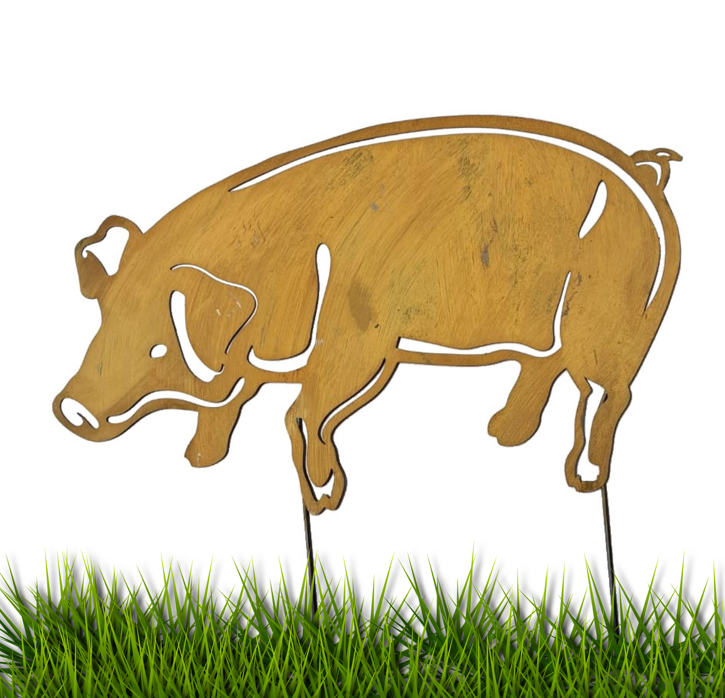 Rustic Metal Pig Garden Stake – Weathered Farmhouse Lawn Art