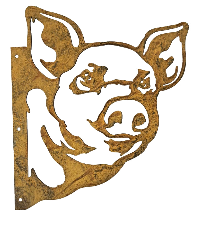 Rustic Metal Pig Garden Stake – Weathered Rust Farmhouse Decor