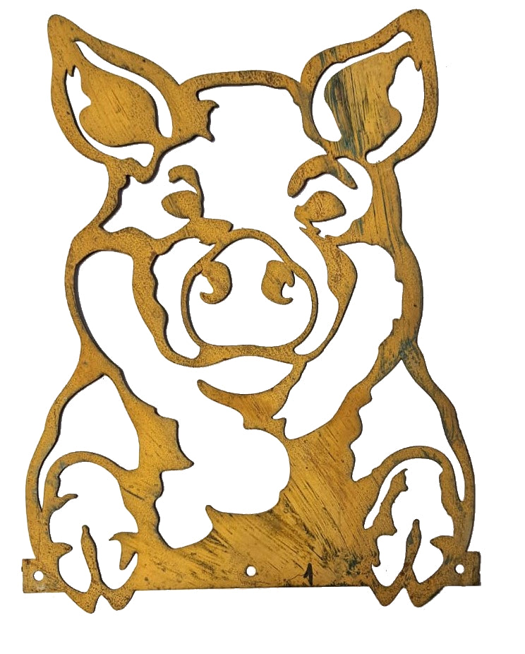 Rustic Metal Pig Garden Stake – Weathered Rust Farmhouse Decor